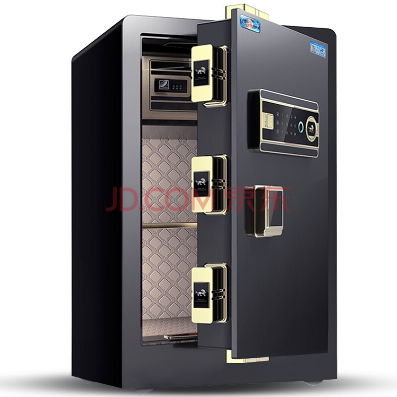 家用小型60cm全钢防盗入墙保管柜指纹密码办公保险箱 博瑞系列 钢琴黑