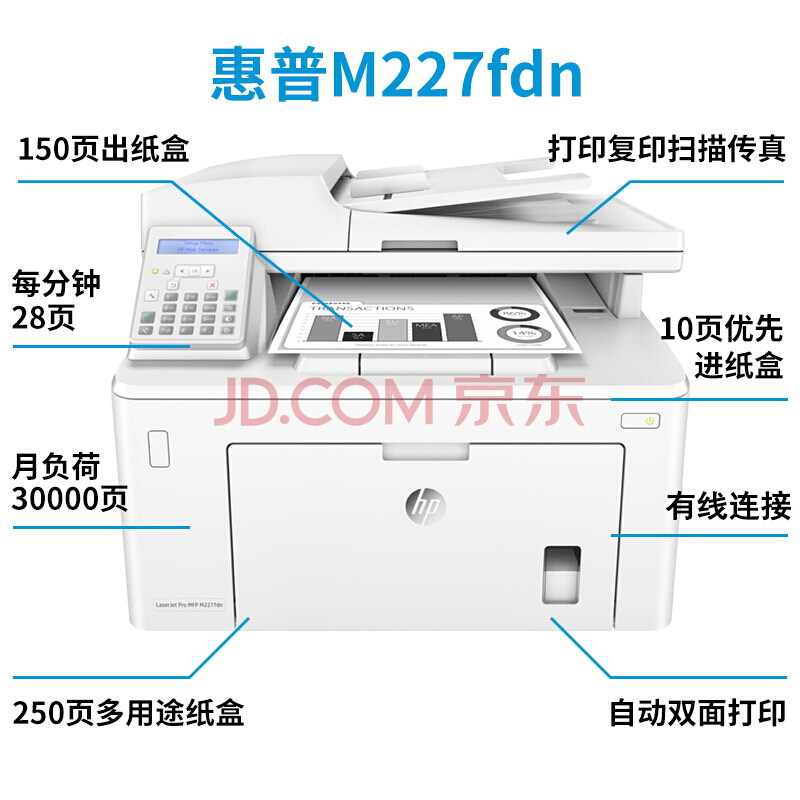 黑白激光打印一体机 M227fdn